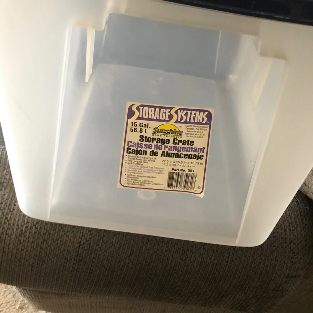 15 Gal Clear Plastic Storage Crate